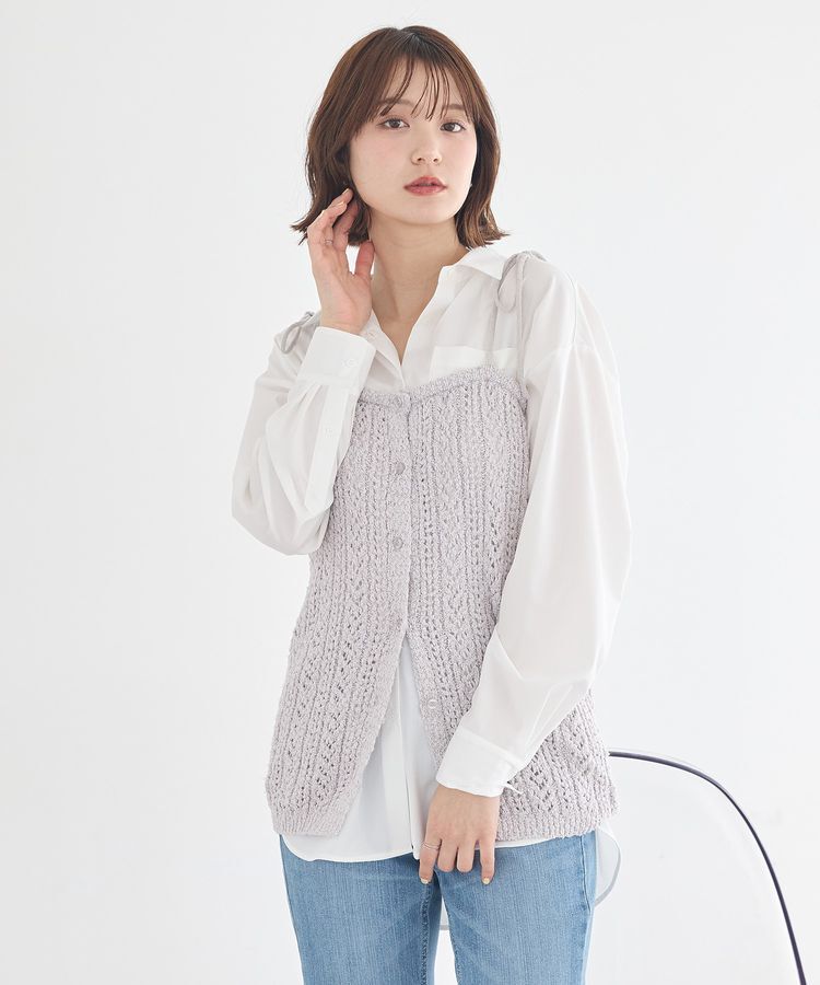 earth music&ecology「透かし編みニットキャミビスチェ」|ベスト・ジレ|