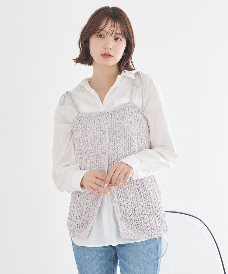 earth music&ecology「透かし編みニットキャミビスチェ」|ベスト・ジレ|