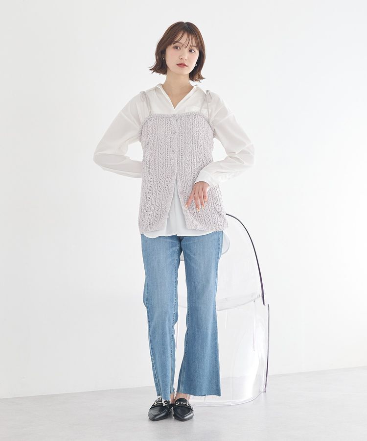 earth music&ecology「透かし編みニットキャミビスチェ」|ベスト・ジレ|