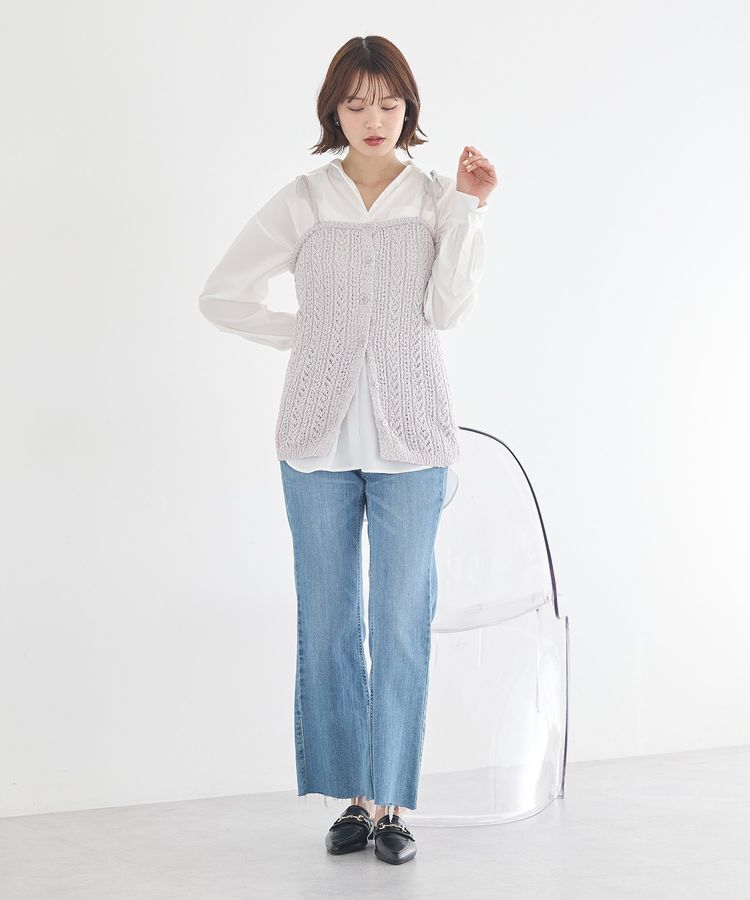 earth music&ecology「透かし編みニットキャミビスチェ」|ベスト・ジレ|