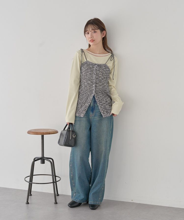 earth music&ecology「透かし編みニットキャミビスチェ」|ベスト・ジレ|