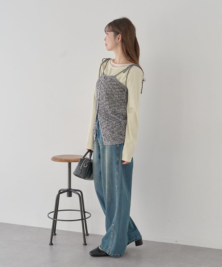 earth music&ecology「透かし編みニットキャミビスチェ」|ベスト・ジレ|