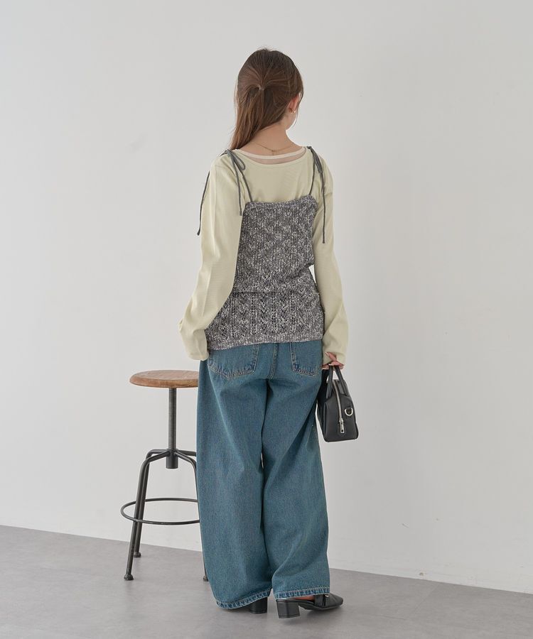 earth music&ecology「透かし編みニットキャミビスチェ」|ベスト・ジレ|