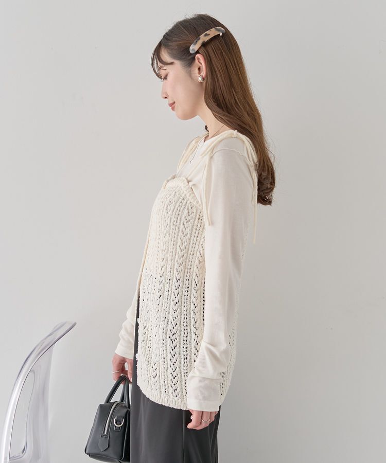 earth music&ecology「透かし編みニットキャミビスチェ」|ベスト・ジレ|