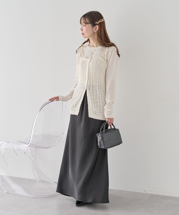 earth music&ecology「透かし編みニットキャミビスチェ」|ベスト・ジレ|