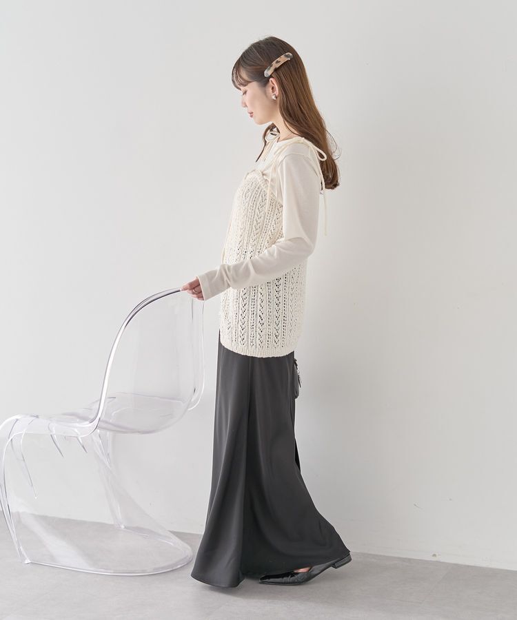 earth music&ecology「透かし編みニットキャミビスチェ」|ベスト・ジレ|