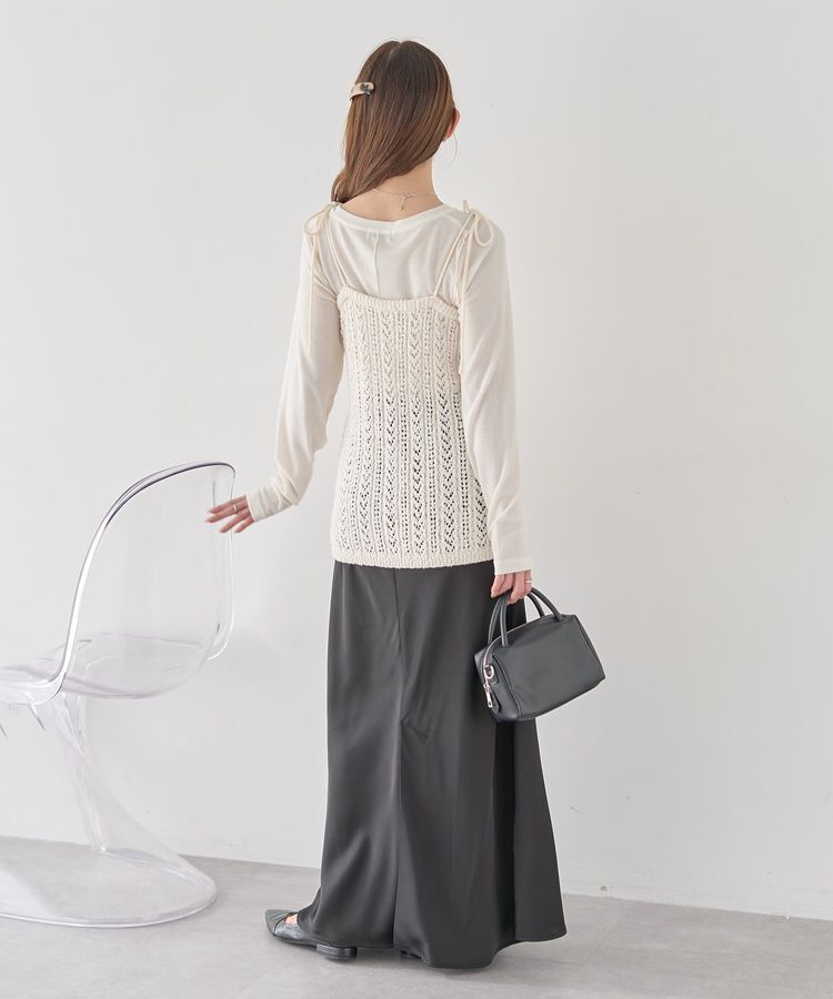 earth music&ecology「透かし編みニットキャミビスチェ」|ベスト・ジレ|