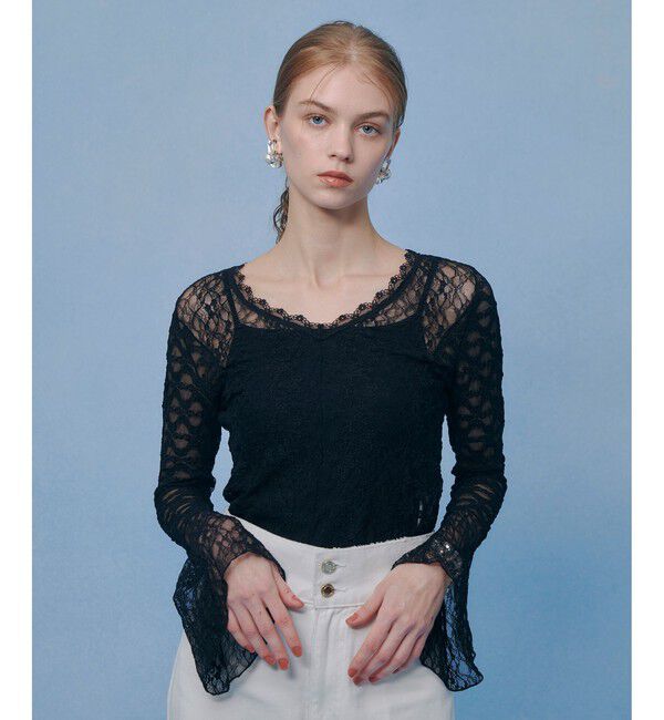 LOULOU WILLOUGHBY「【LOULOU WILLOUGHBY】ベルスリーブレースプルオーバー」|Tシャツ・カットソー|