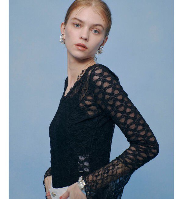 LOULOU WILLOUGHBY「【LOULOU WILLOUGHBY】ベルスリーブレースプルオーバー」|Tシャツ・カットソー|