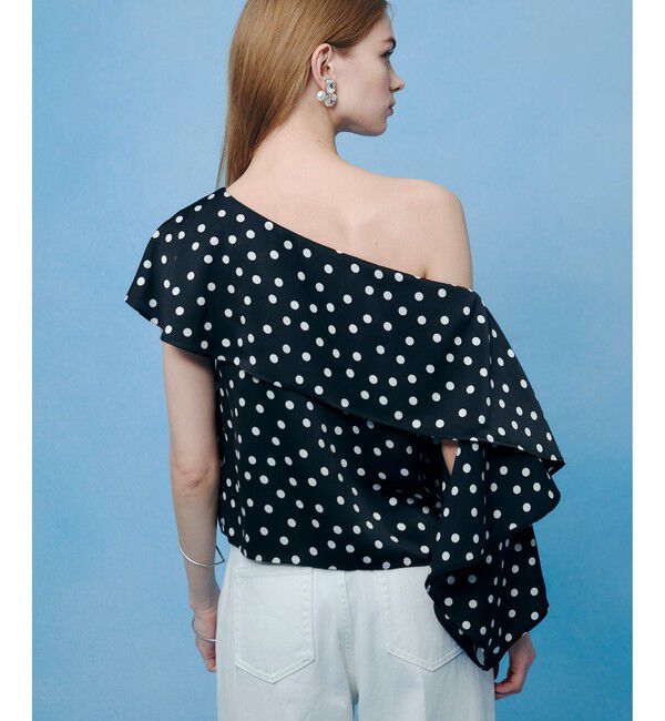 LOULOU WILLOUGHBY「【LOULOU WILLOUGHBY】アシメフリルオフショルブラウス」|シャツ・ブラウス|