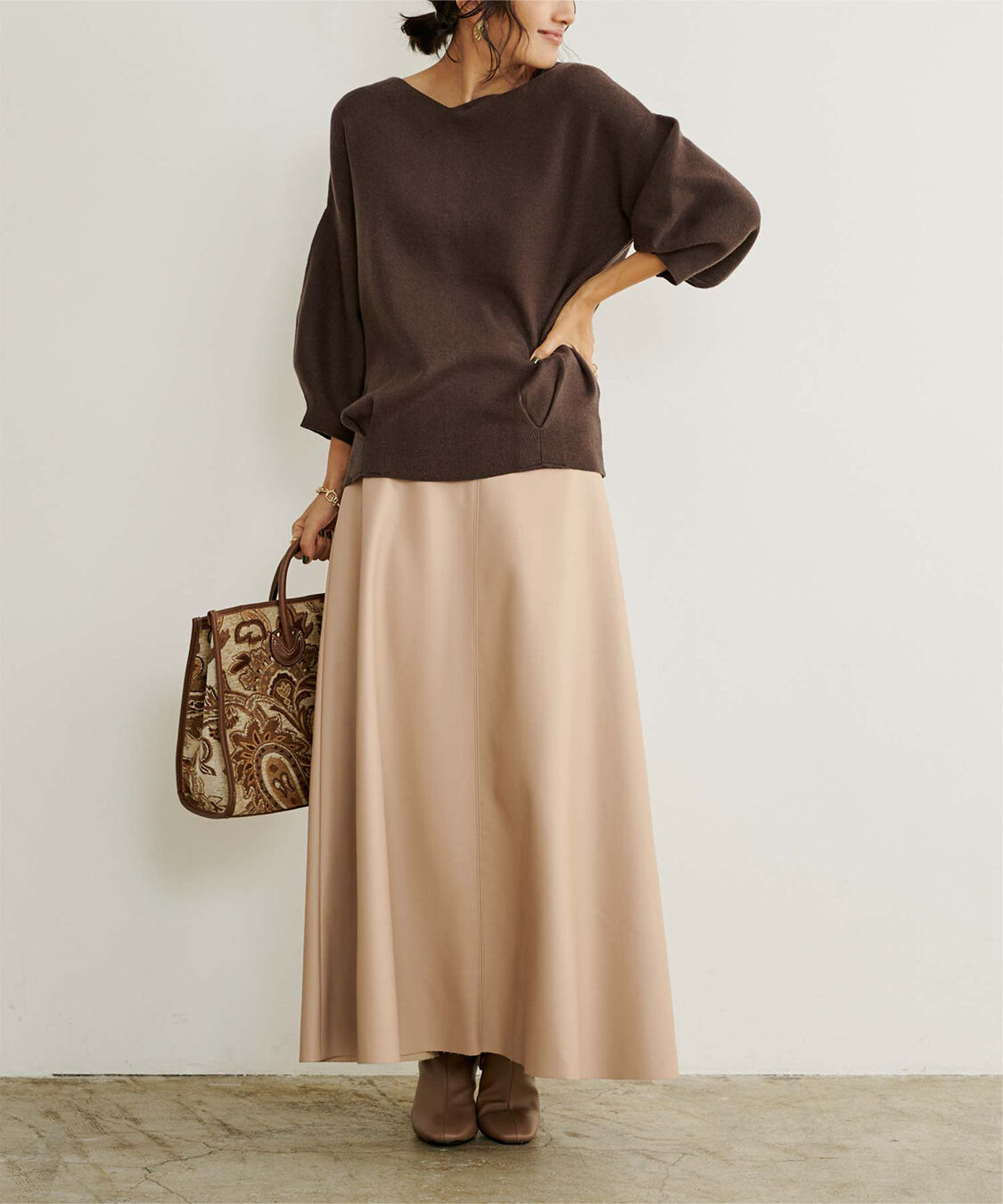 ur's「フェイクレザーフレアスカート」|スカート|