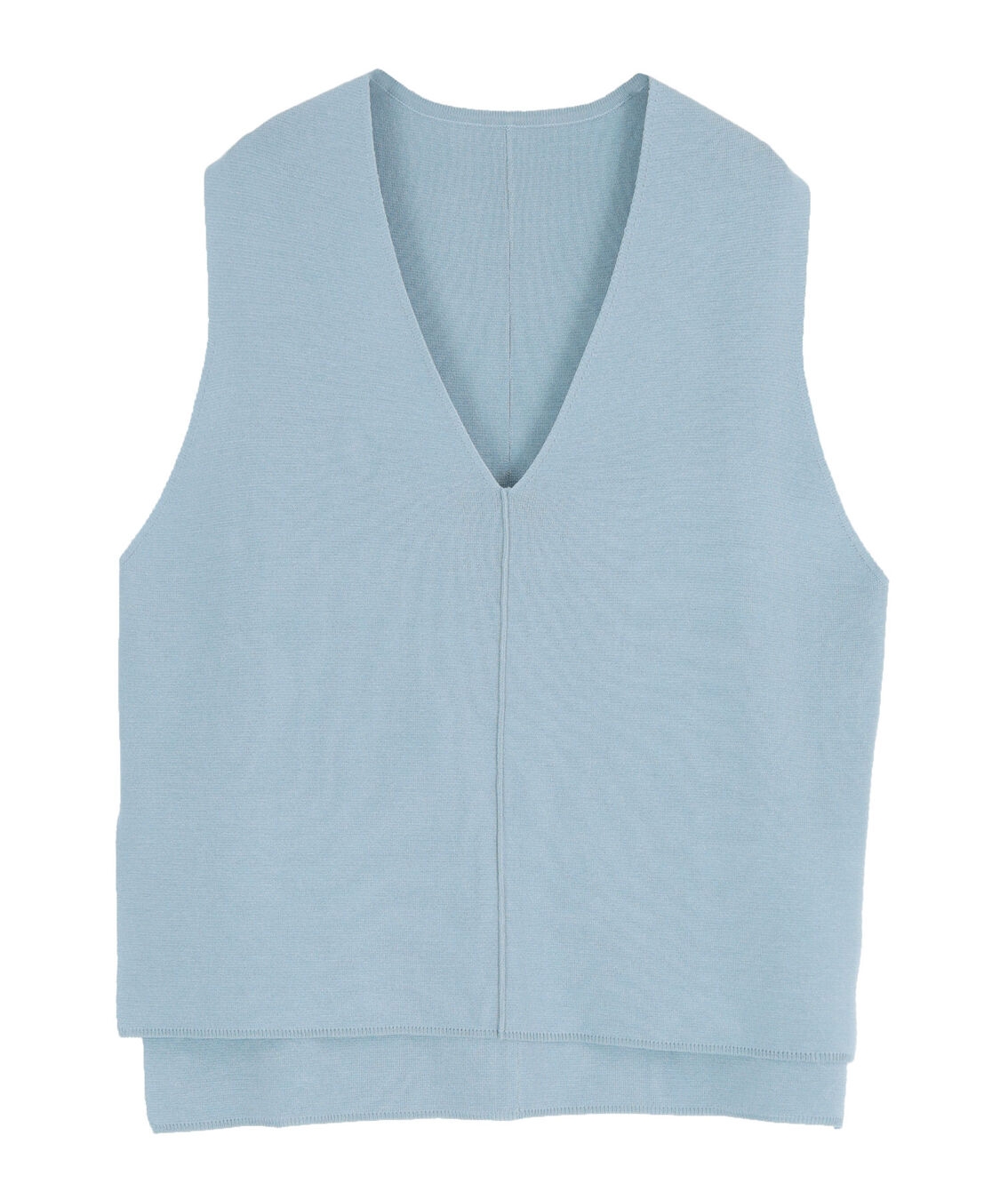 titivate「サイドスリットVネックニットベスト」|ニット・セーター|ブルー