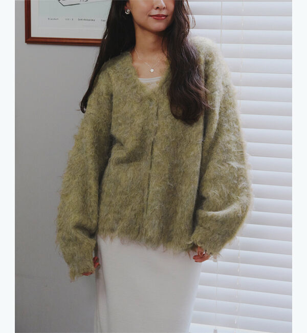 titivate「ブークレシャギーVネックカーディガン」|ニット・セーター|