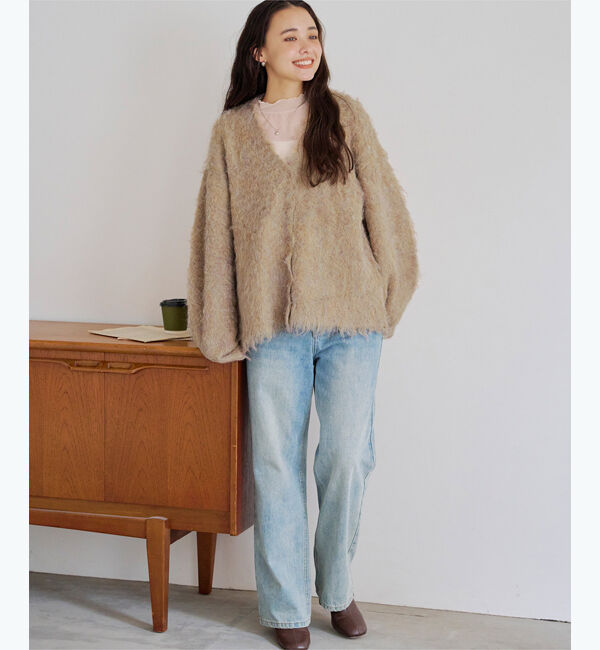 titivate「ブークレシャギーVネックカーディガン」|ニット・セーター|