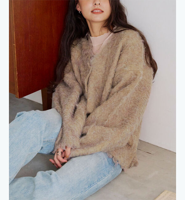 titivate「ブークレシャギーVネックカーディガン」|ニット・セーター|