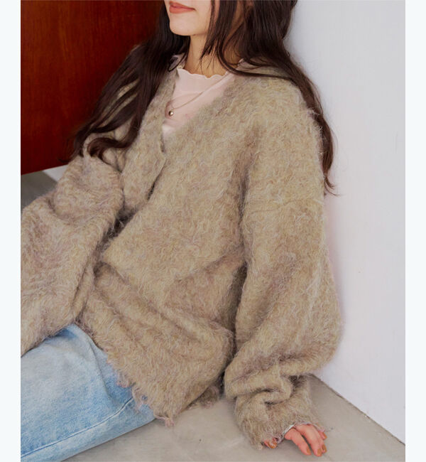 titivate「ブークレシャギーVネックカーディガン」|ニット・セーター|