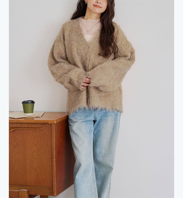 titivate「ブークレシャギーVネックカーディガン」|ニット・セーター|