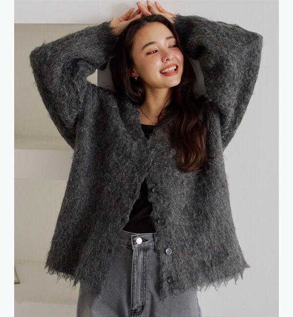 titivate「ブークレシャギーVネックカーディガン」|ニット・セーター|