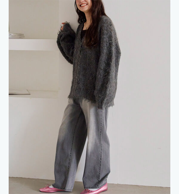 titivate「ブークレシャギーVネックカーディガン」|ニット・セーター|