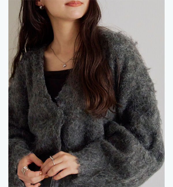 titivate「ブークレシャギーVネックカーディガン」|ニット・セーター|