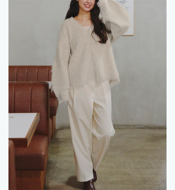 titivate「ブークレシャギーVネックカーディガン」|ニット・セーター|