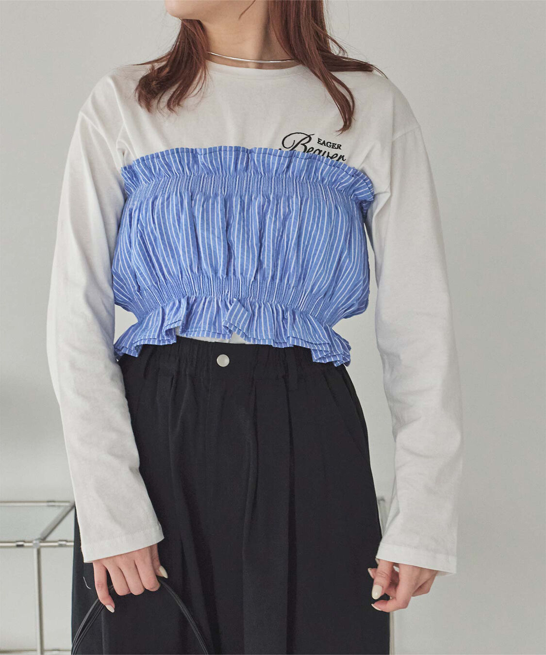 titivate「サッカーストライプシャーリングビスチェ」|チューブトップ|