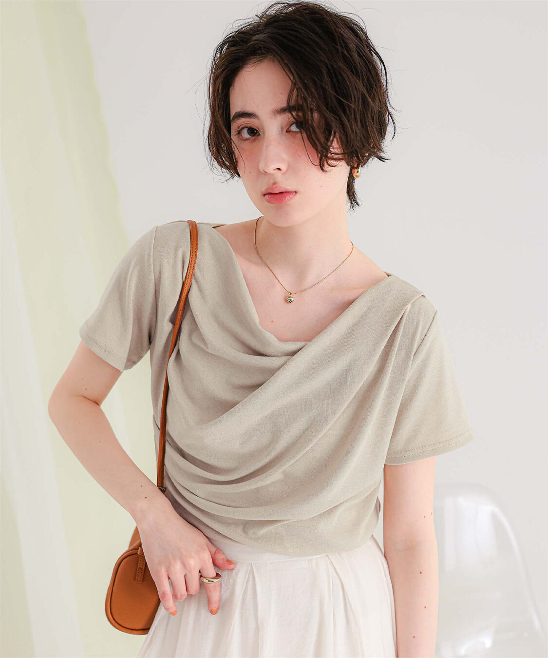 titivate「オフショルダーハーフスリーブTシャツ」|Tシャツ・カットソー|