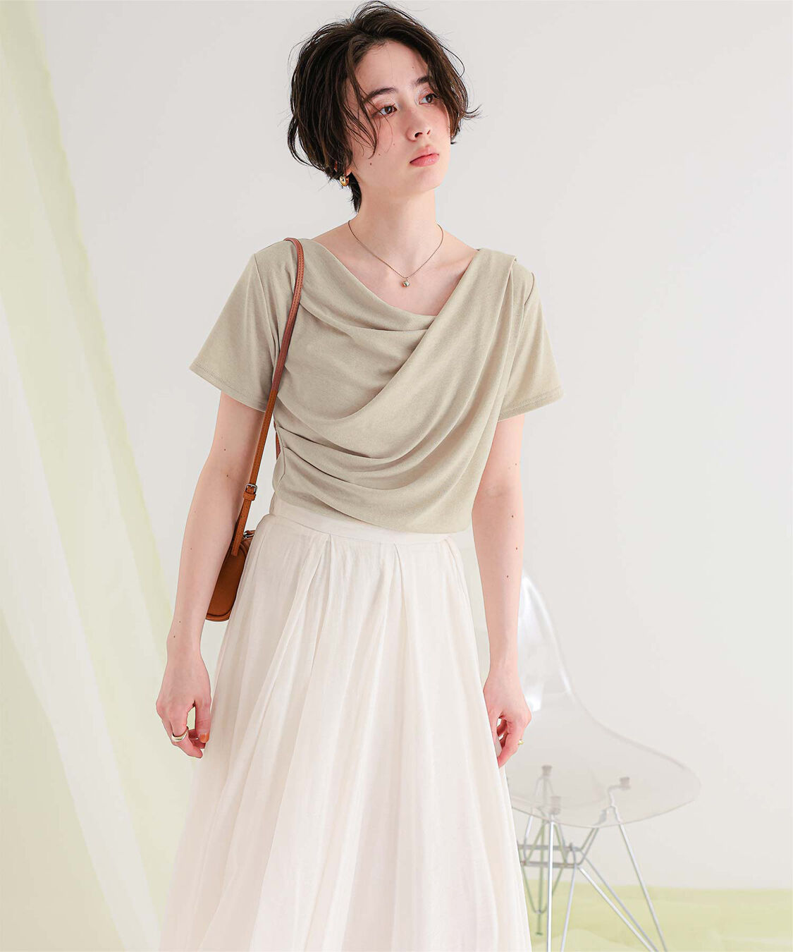 titivate「オフショルダーハーフスリーブTシャツ」|Tシャツ・カットソー|