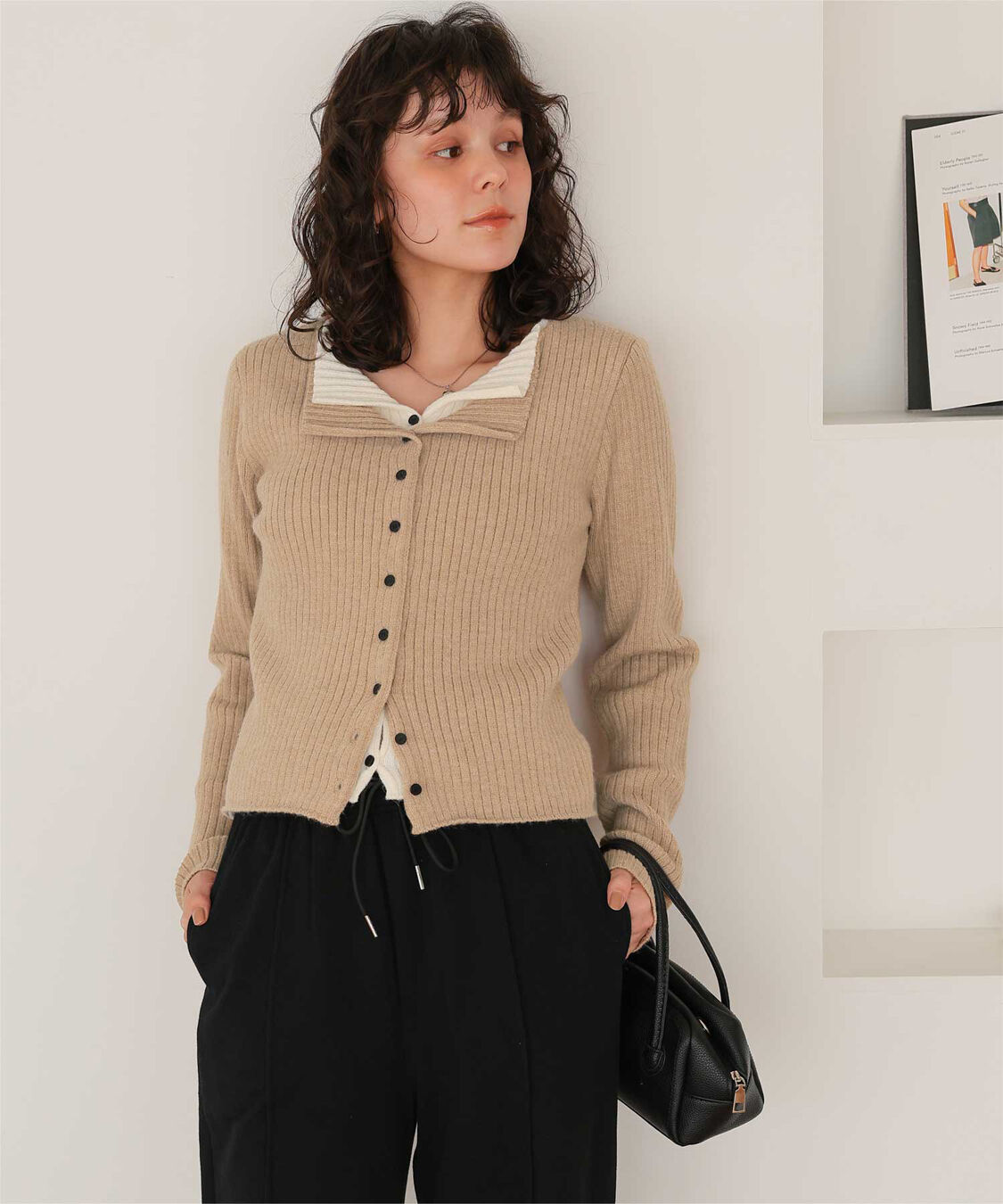 titivate「レイヤード風リブニットトップス」|ニット・セーター|ベージュ