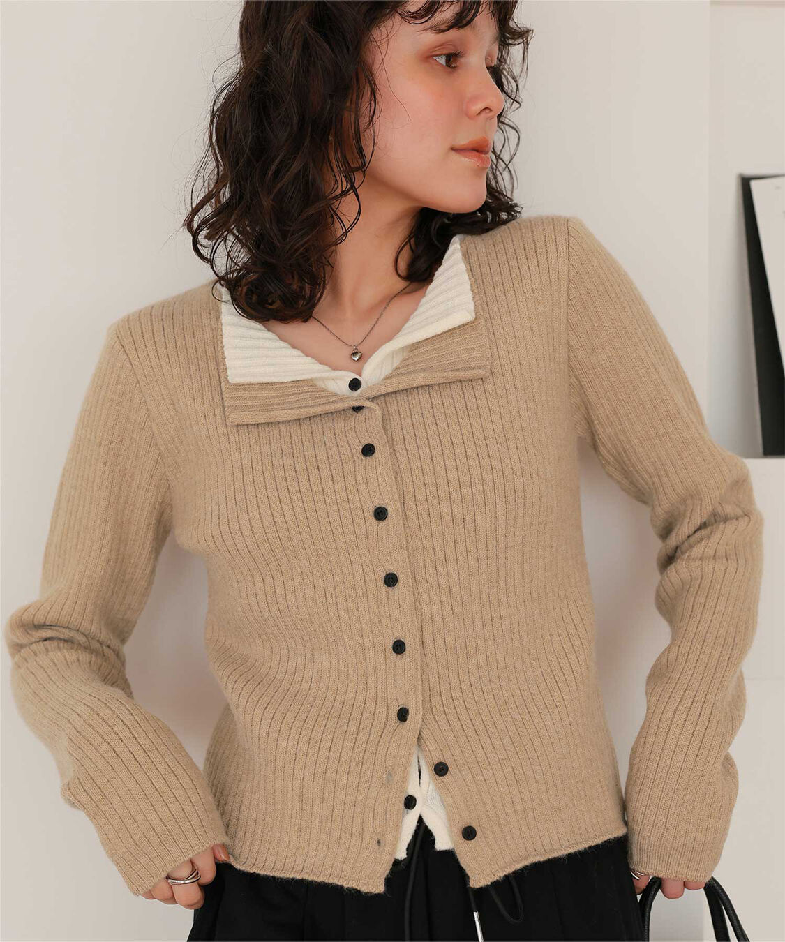 titivate「レイヤード風リブニットトップス」|ニット・セーター|