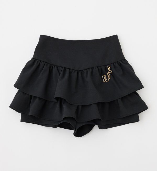  「チャームベルト付きティアードミニスカパン」|スカート|ブラック