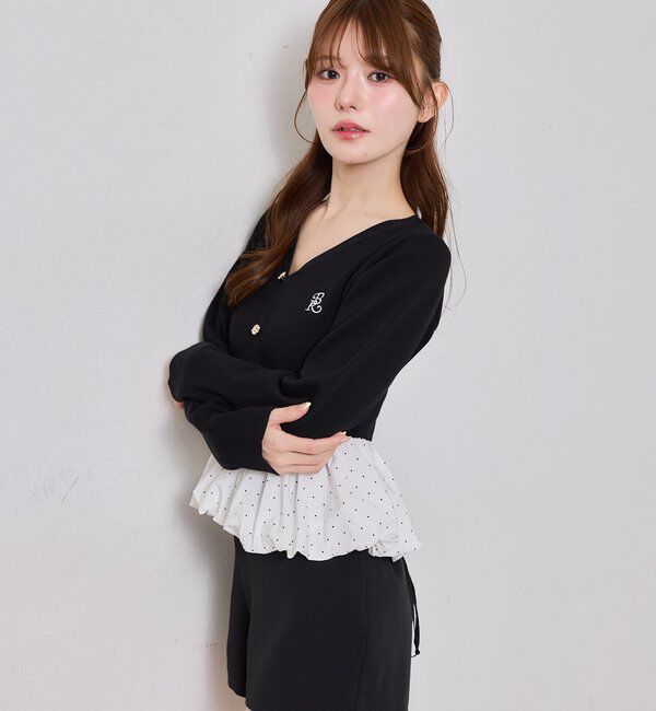  「ロゴ刺繍入りバルーントップス」|ニット・セーター|
