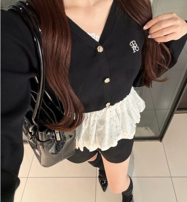  「ロゴ刺繍入りバルーントップス」|ニット・セーター|