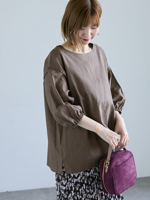 Lugnoncure「バックリボン綿麻7分袖ブラウス」|シャツ・ブラウス|