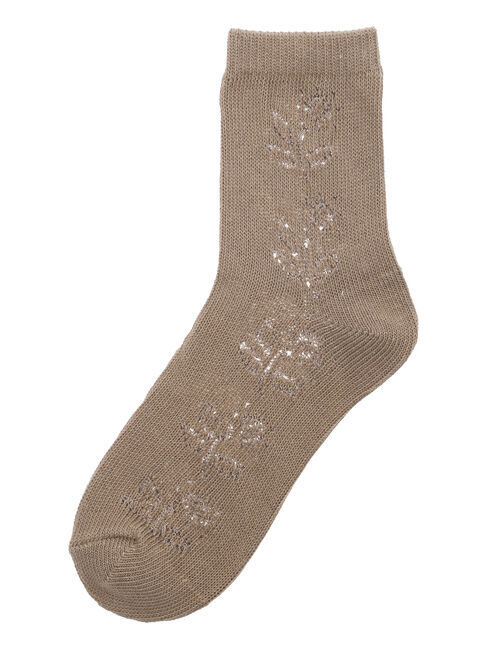 Samansa Mos2「お花透かし編みソックス」|ソックス|ブラウン