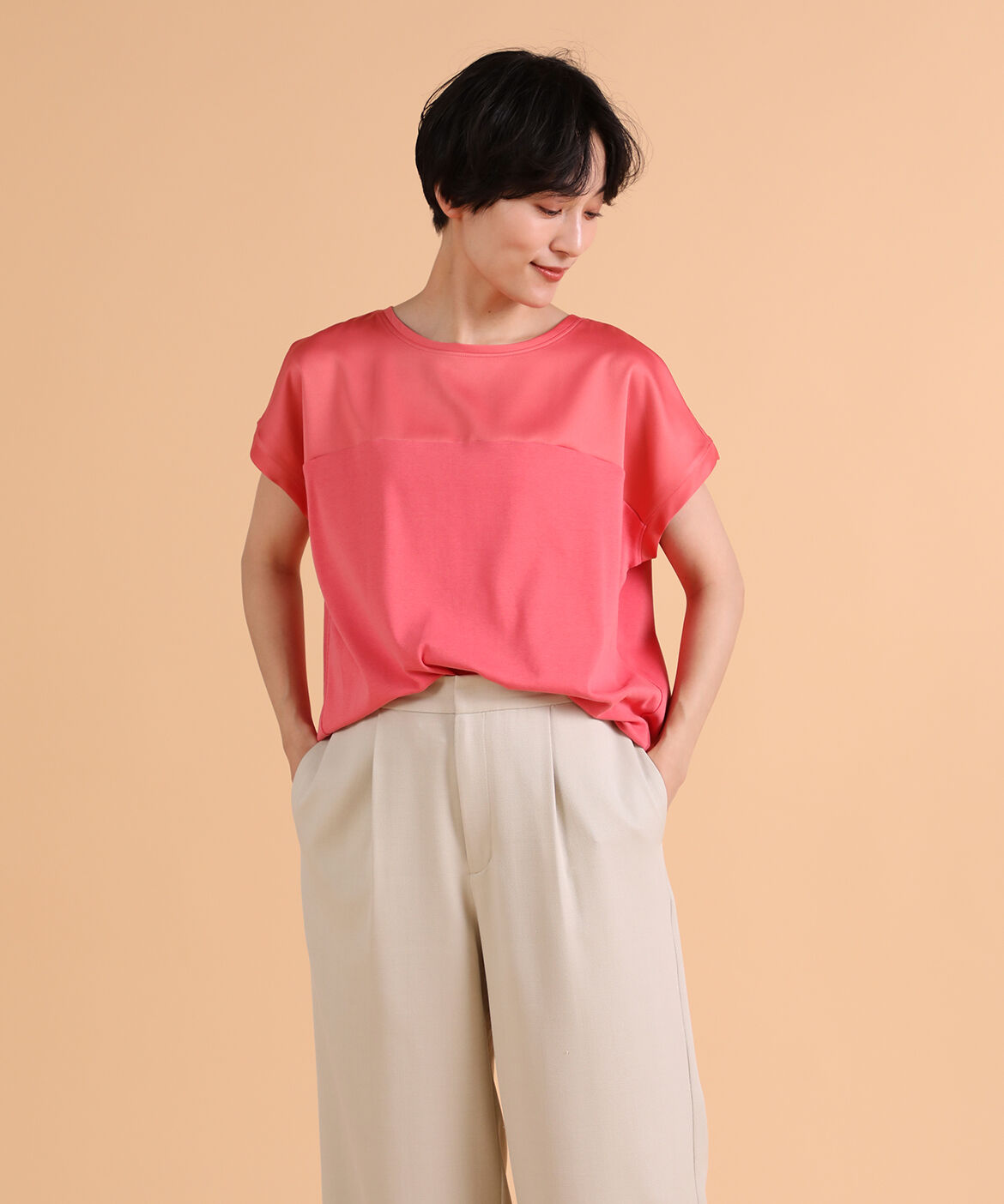 DAY by DAY it&rsquo;s international「サテン切り替えワイドカットソー《スビン綿MIXフライス》」|Tシャツ・カットソー|チェリーピン 9