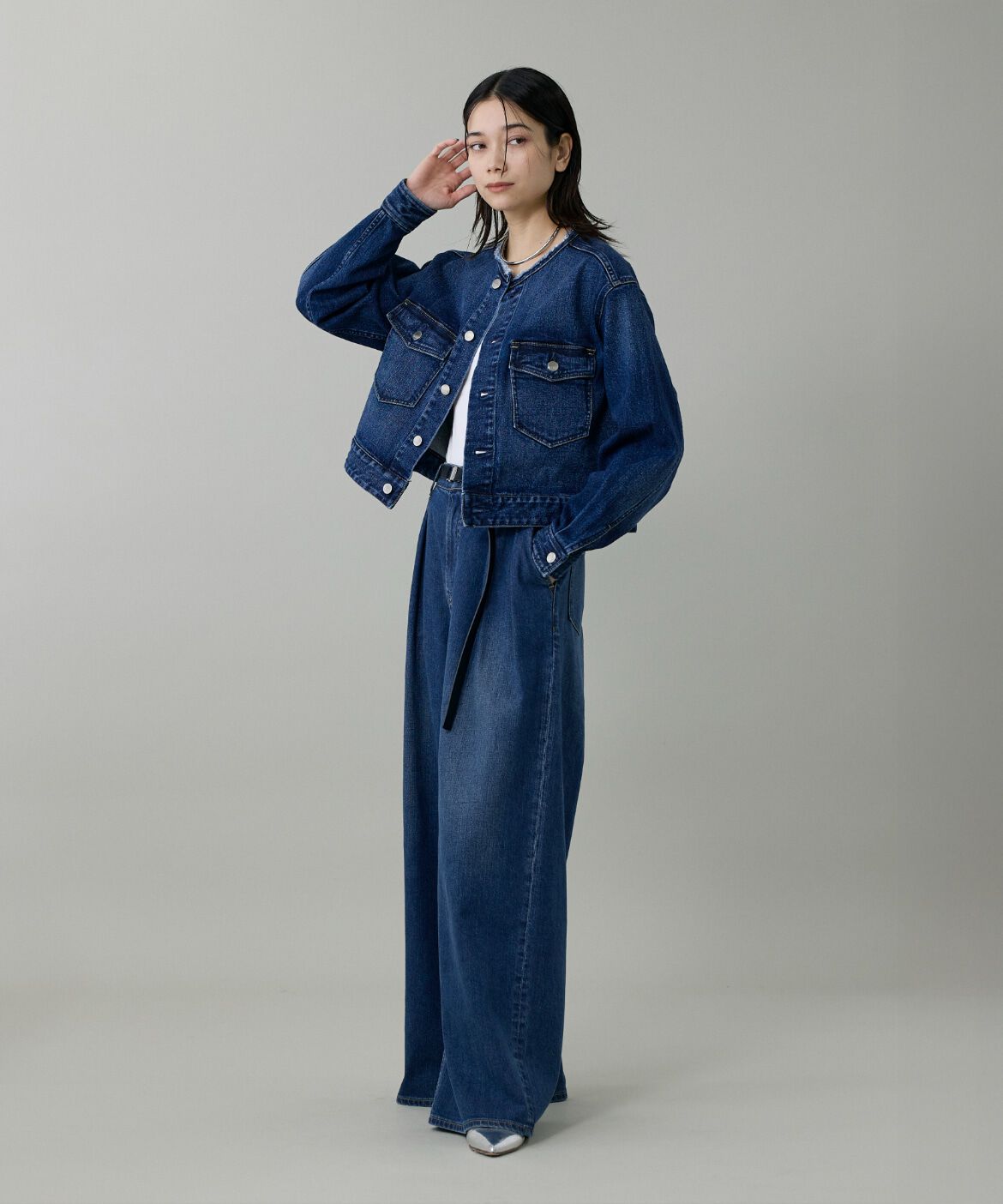 INED「INED別注ノーカラーデニムジャケット《Healthy DENIM》」|デニムジャケット|