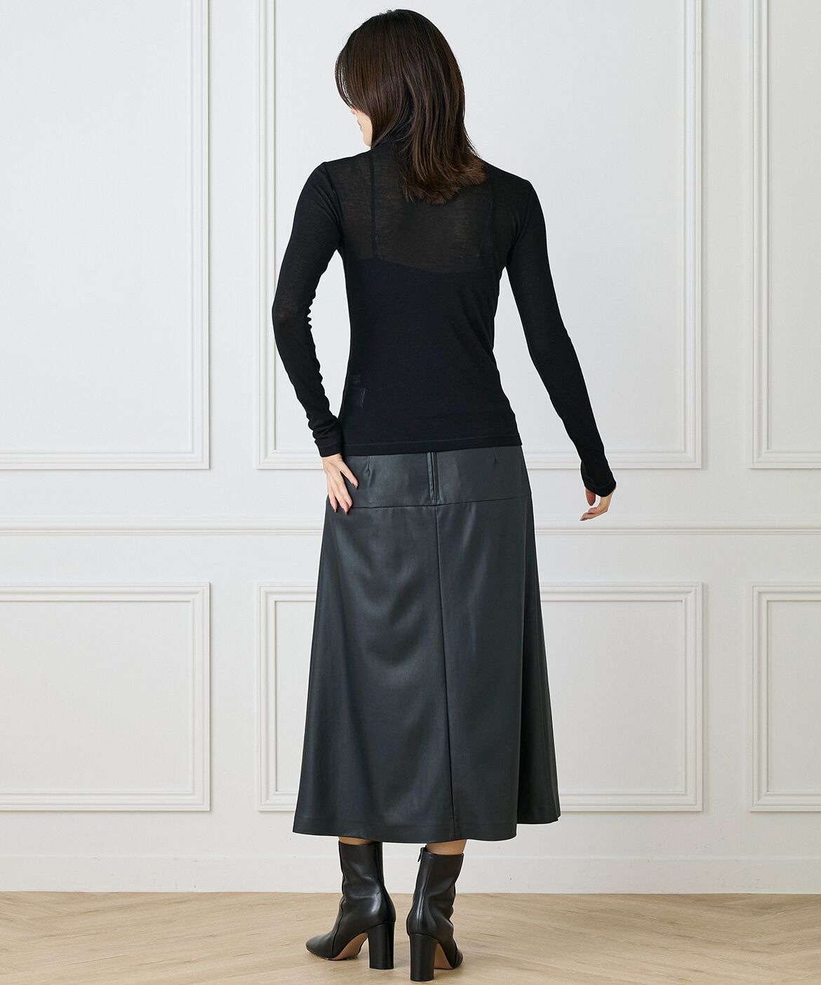 INED「《大きいサイズ》ハイネックロングTシャツ」|Tシャツ・カットソー|