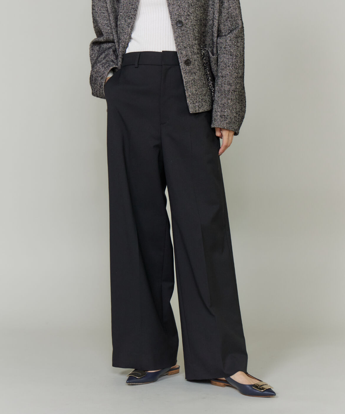 INED「セミワイドパンツ　」|その他|ブラック