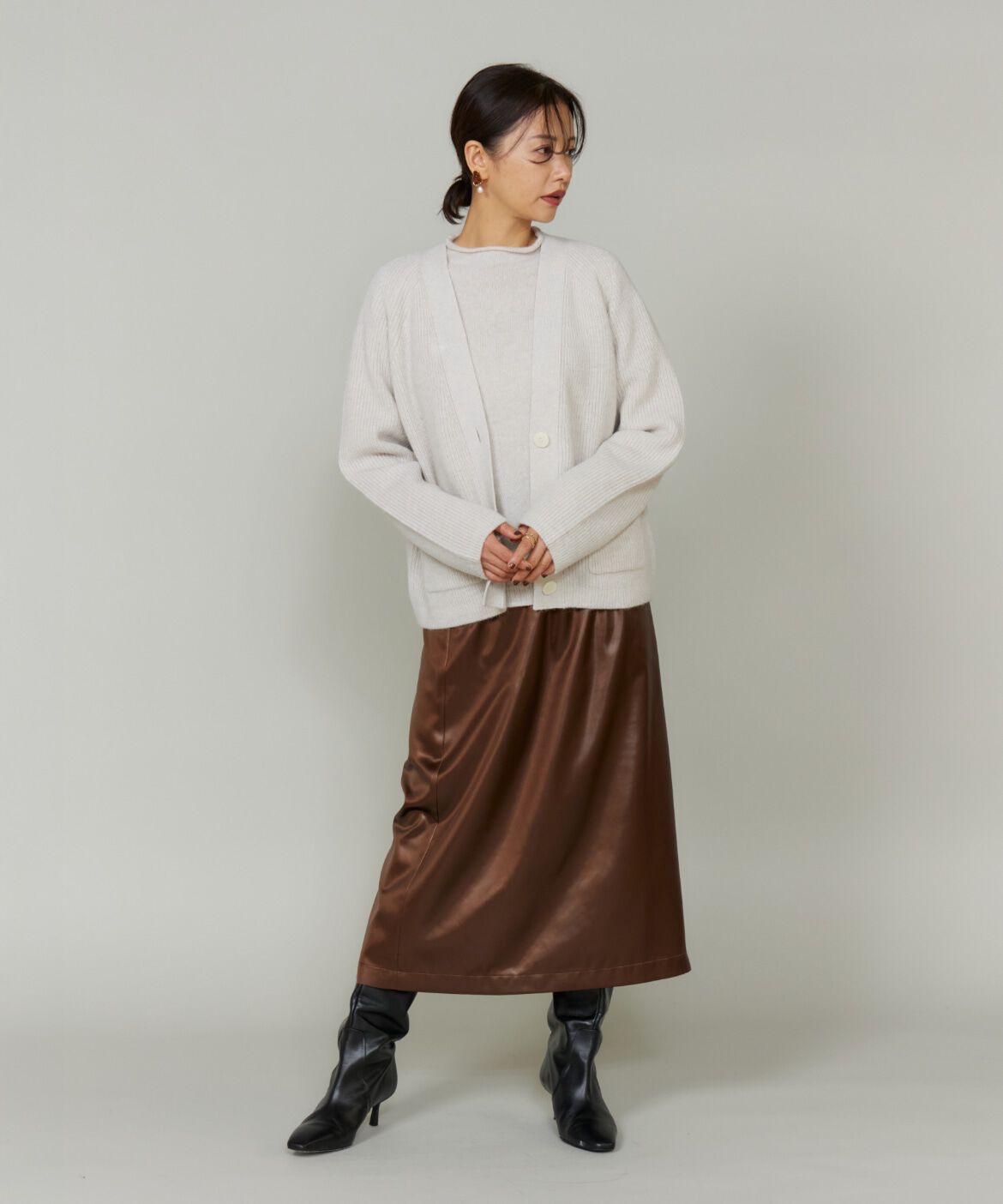 Le Souk「《大きいサイズ》アルパカブレンドＶネックカーディガン」|カーディガン|