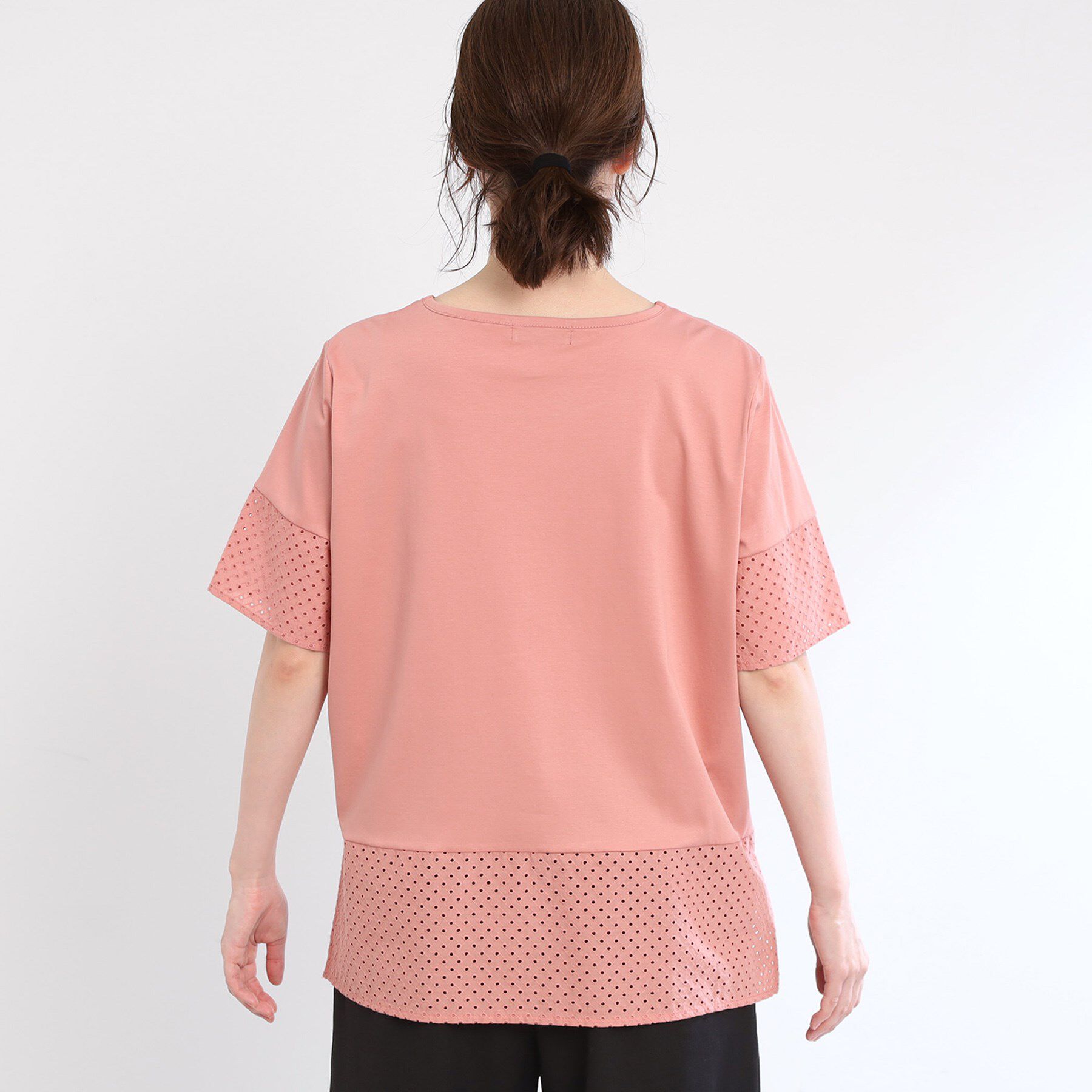 Reflect「【夏SALE／E‐QUALITY／手洗い可】コットンレースドッキングTシャツ」|Tシャツ・カットソー|