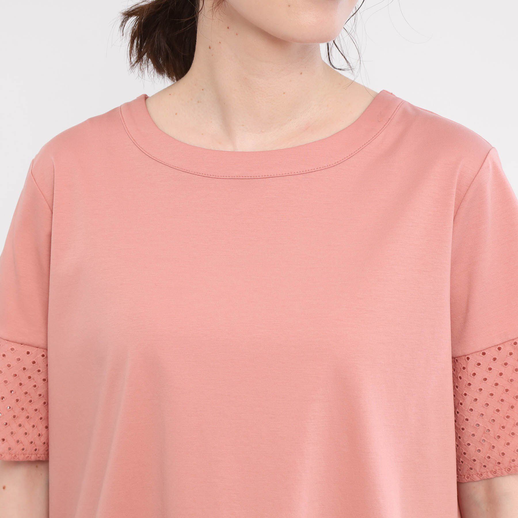 Reflect「【夏SALE／E‐QUALITY／手洗い可】コットンレースドッキングTシャツ」|Tシャツ・カットソー|