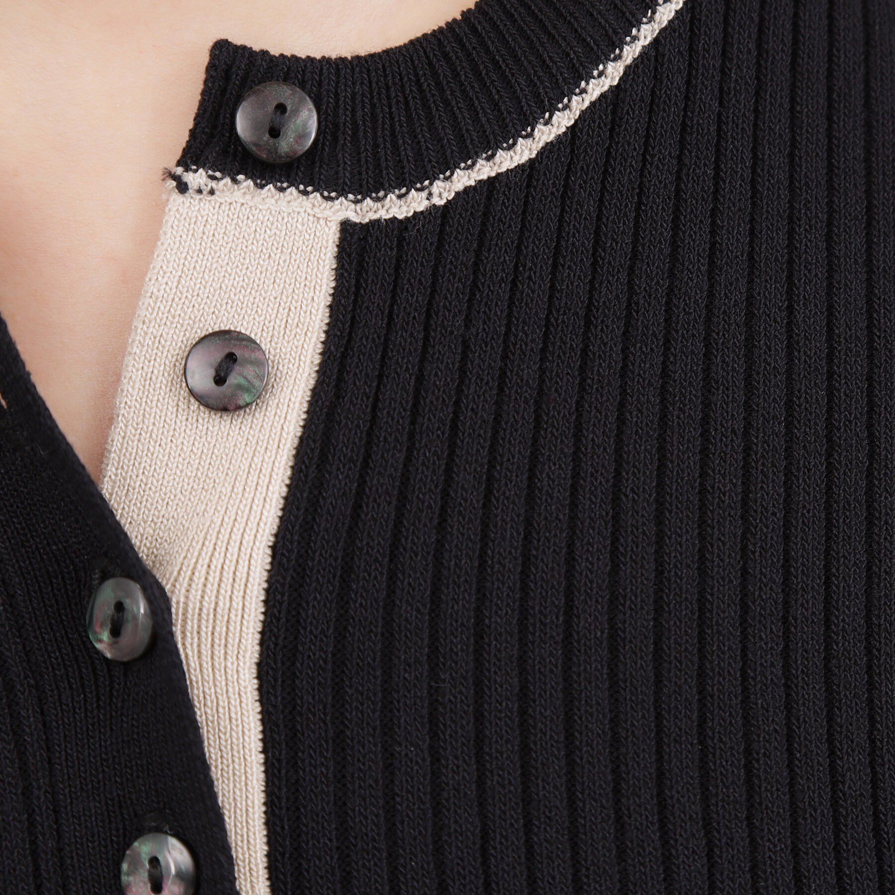 grove「バイカラー ヘンリーネックリブニット」|ニット・セーター|