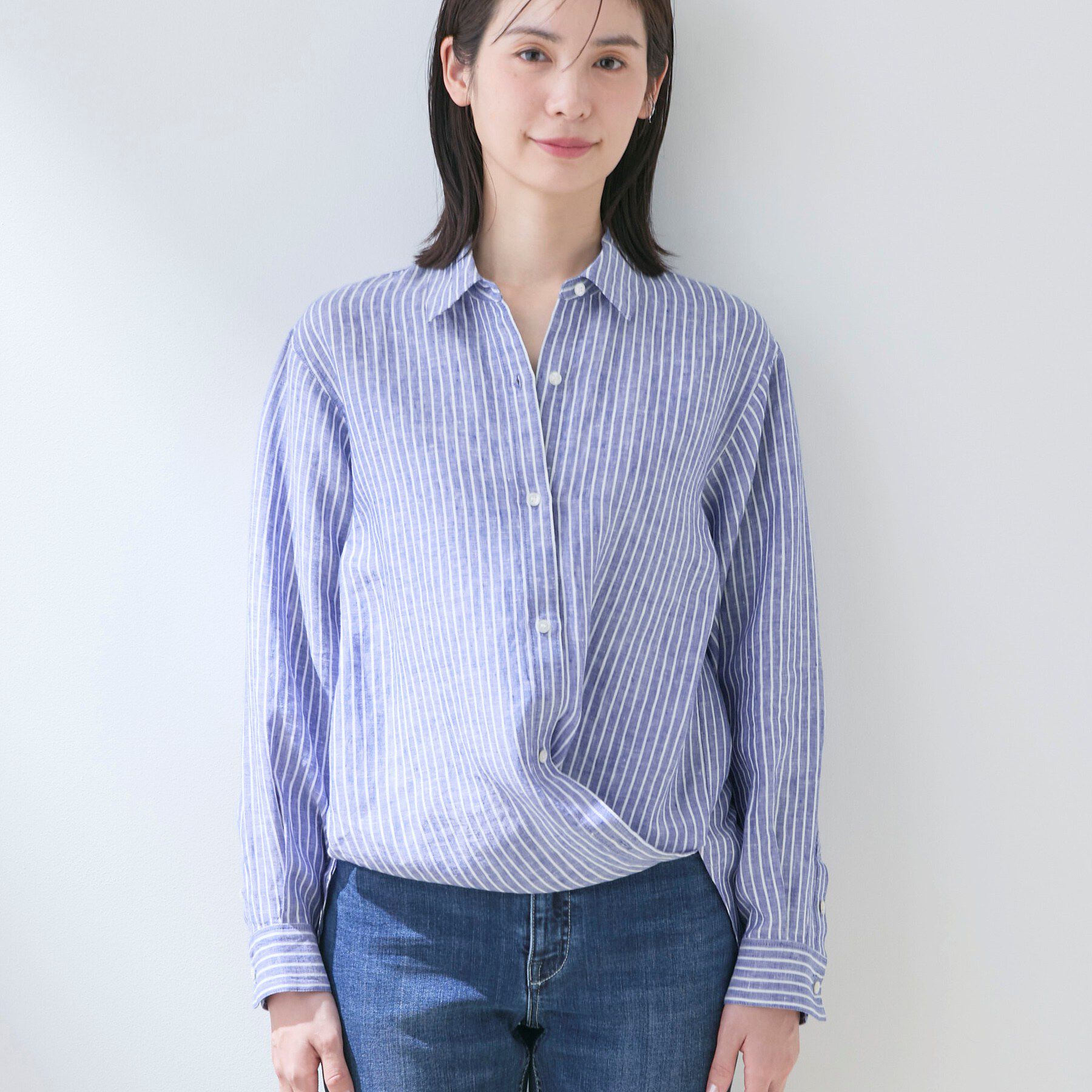 INDIVI「【接触冷感／2WAY】カシュクールリネンシャツ」|シャツ・ブラウス|