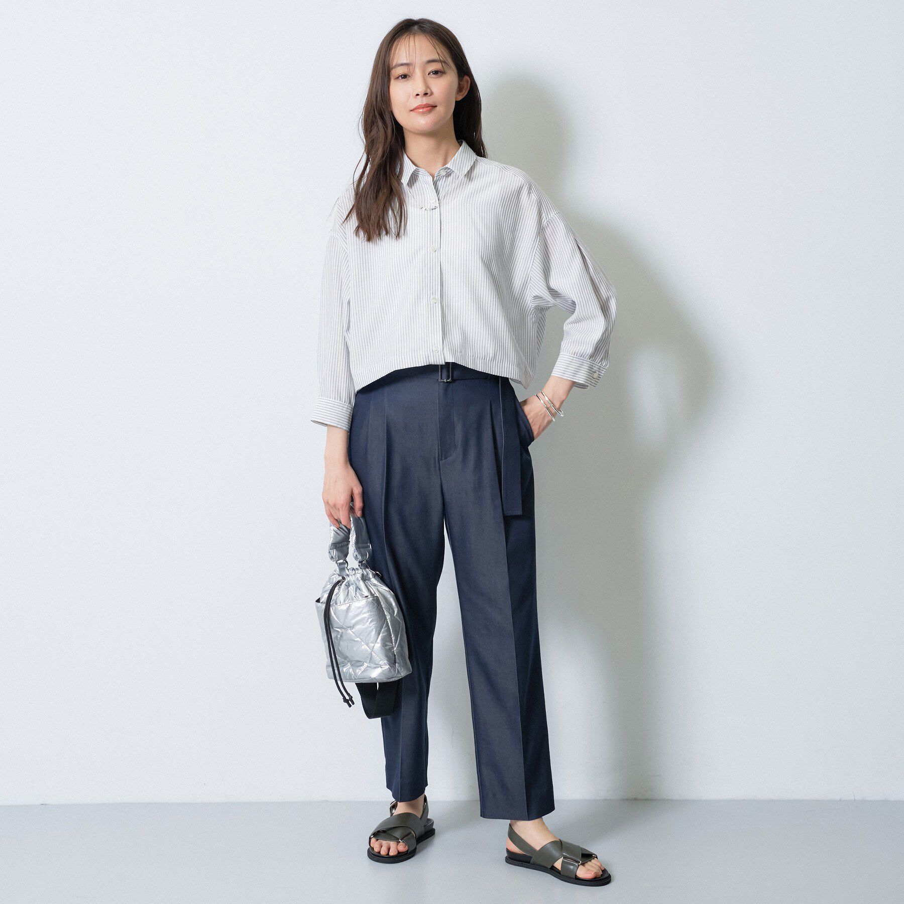 INDIVI「【洗える／2WAY】ドロスト付 シアーシャンブレーシャツ」|シャツ・ブラウス|