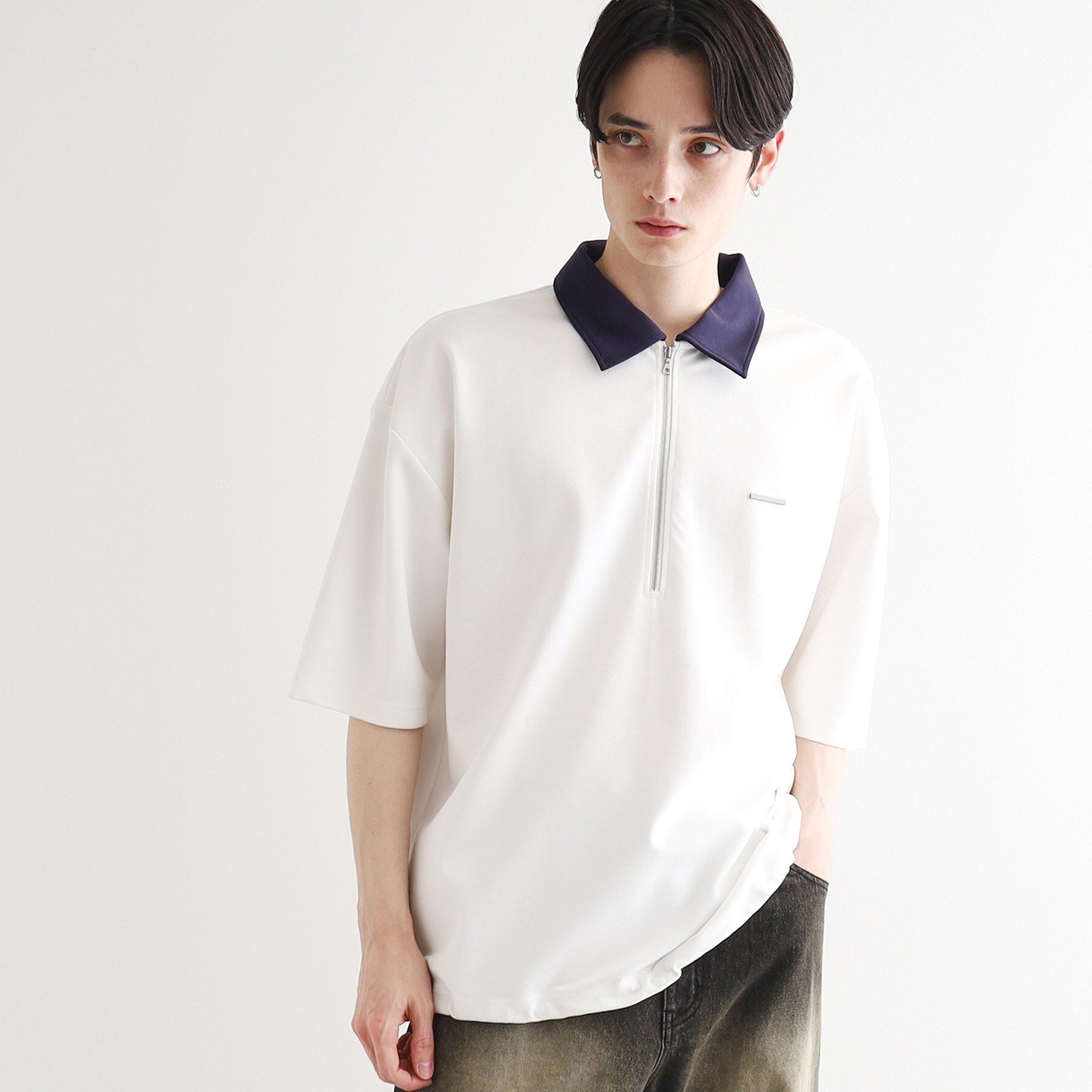 tk.TAKEO KIKUCHI「配色ハーフジップポロシャツ」|ポロシャツ|