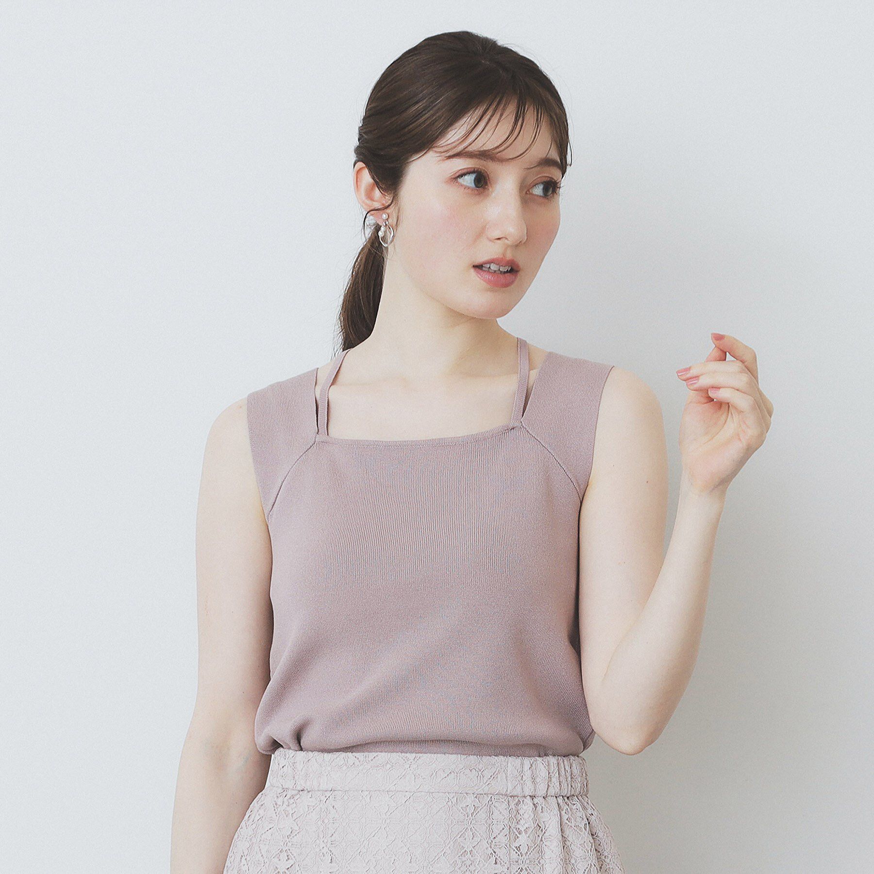 index「スクエアネックニットタンク【洗濯機洗い可】」|キャミソール|