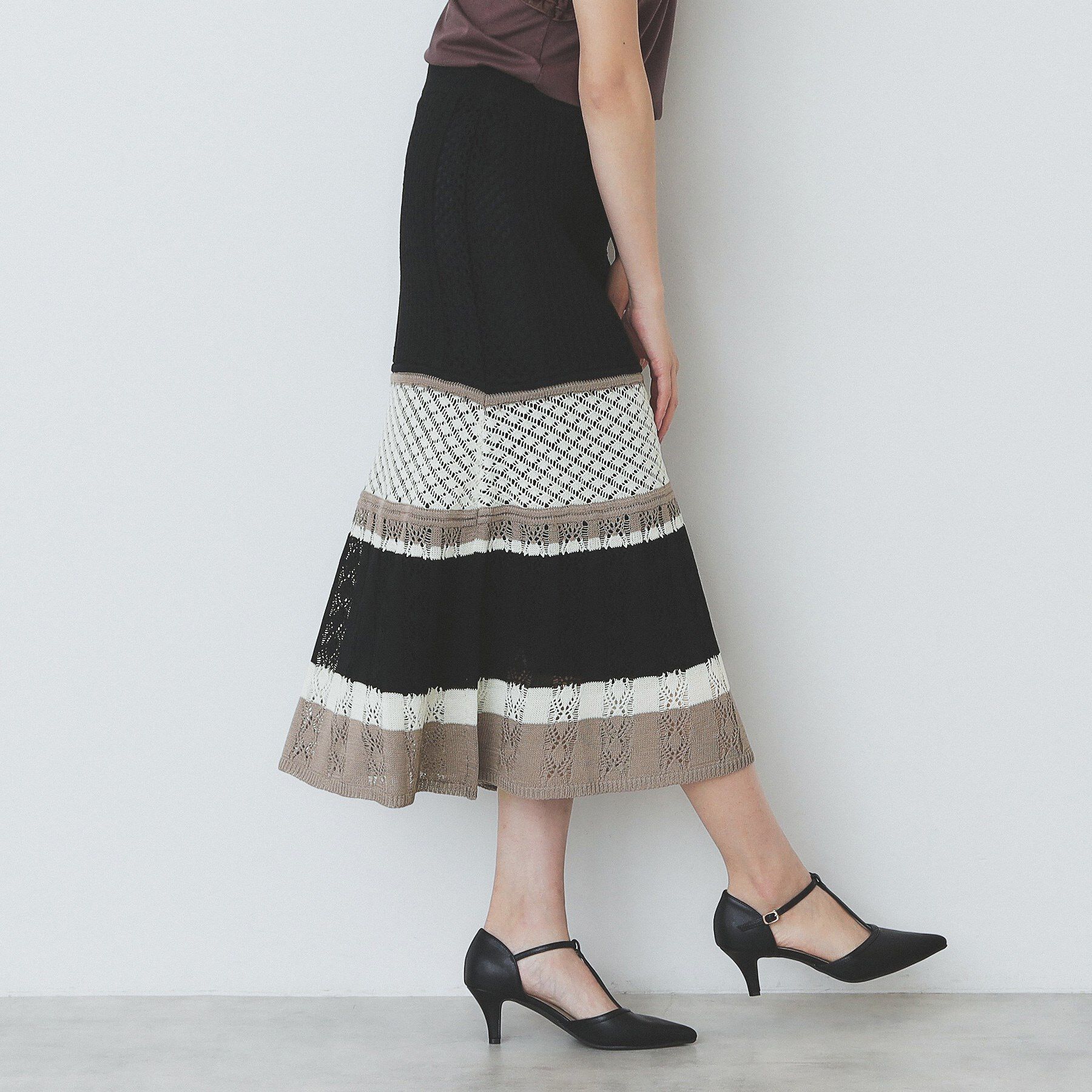 index「透かし編みフレアニットスカート/セットアップ対応【洗濯機洗い可】」|スカート|