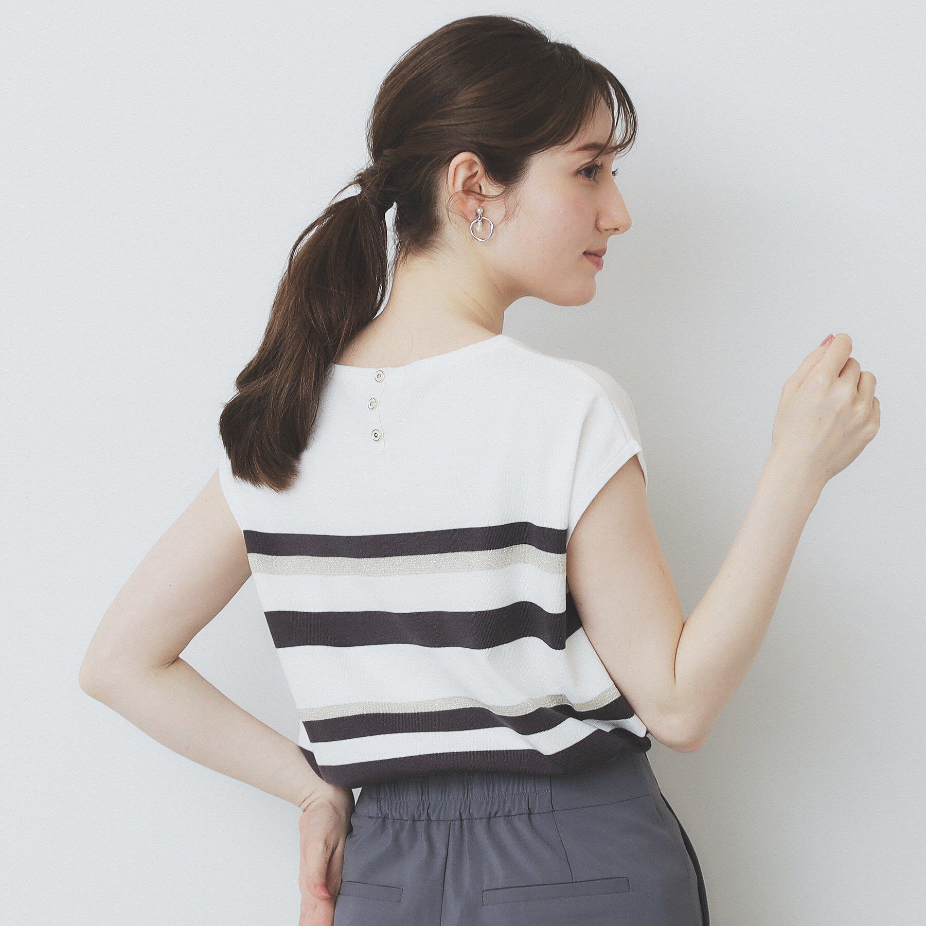 index「《XS-LLサイズ》フレンチスリーブニット【洗濯機洗い可/抗ピル】」|ニット・セーター|