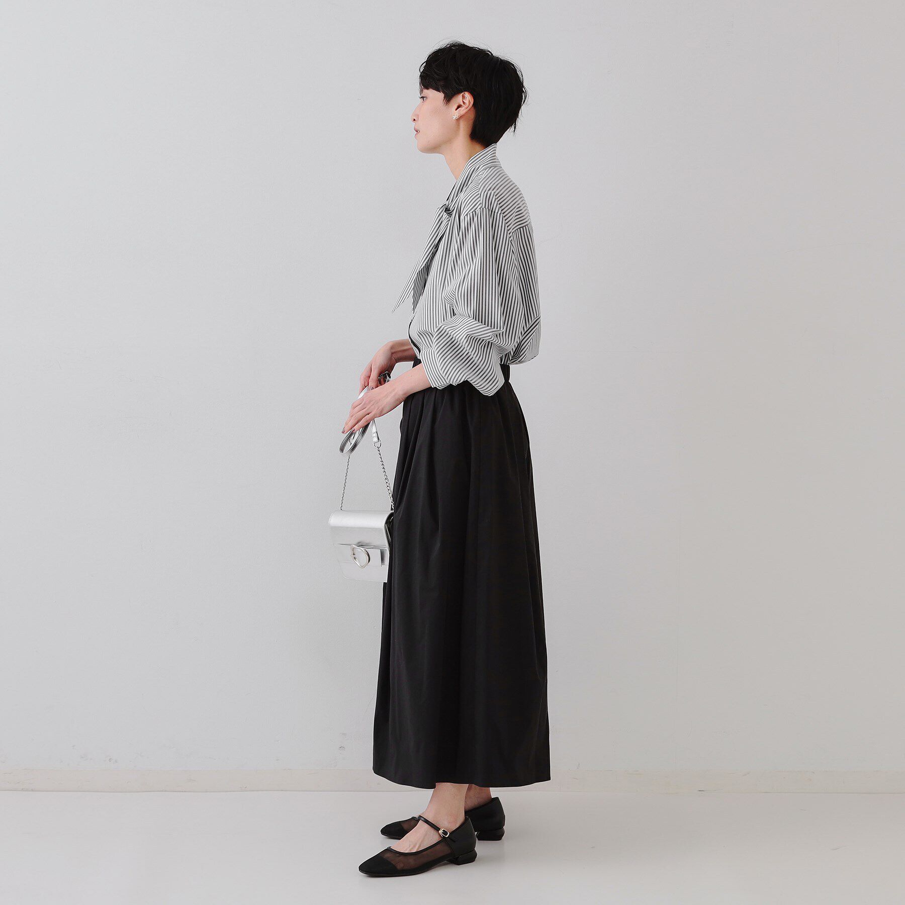 OPAQUE.CLIP「ストライプボウタイシャツ【洗濯機洗い可】」|シャツ・ブラウス|